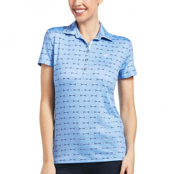 Piké Motiv Voll Cheek Print Blau in der Gruppe Reitbekleidung / Poloshirts bei Equinest (10039539Bl_r)