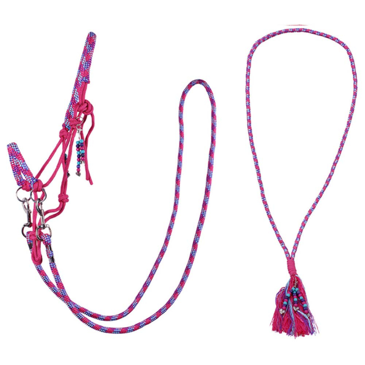 Seilhalfter mit Zügeln Combi Liberty Rosa in der Gruppe Pferdezubehör & Pferdebedarf / Halfter / Knotenhalfter bei Equinest (1096FU1PI_r)