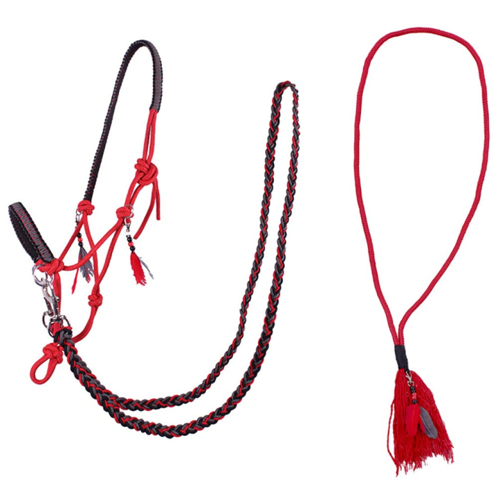 Seilhalfter mit Zügeln Combi Liberty Rot in der Gruppe Pferdezubehör & Pferdebedarf / Halfter / Knotenhalfter bei Equinest (1096RO1RE_r)