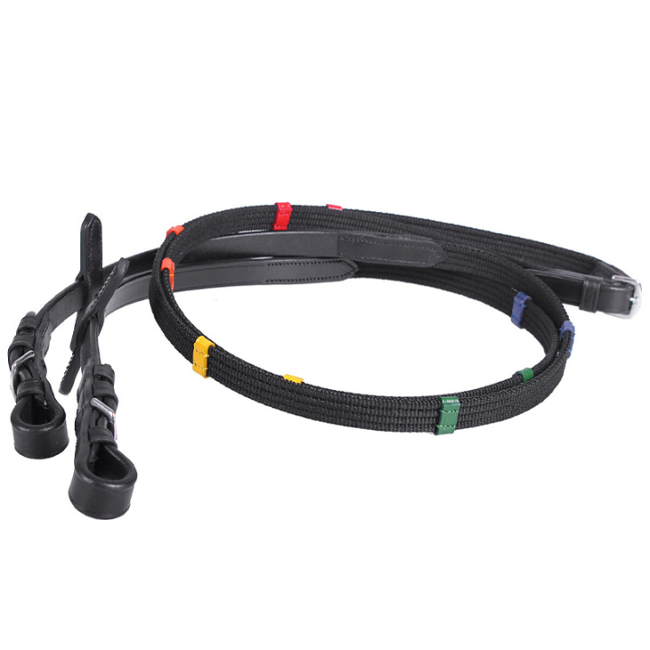 Zügel Coloured Stops Schwarz in der Gruppe Pferdezubehör & Pferdebedarf / Zügel / Gewebte Hilfszügel bei Equinest (2136ZW1BA_r)