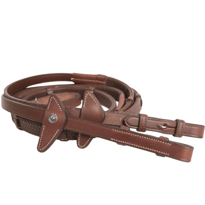 Gummizügel mit Stoppern Eccelente Braun in der Gruppe Pferdezubehör & Pferdebedarf / Zügel / Gummizügel bei Equinest (216553BR_r)