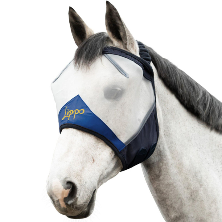 Fliegenhaube Pro utan Öron Weiß/Marineblau in der Gruppe Fliegenschutz / Fliegenhauben bei Equinest (229501WHNA_r)