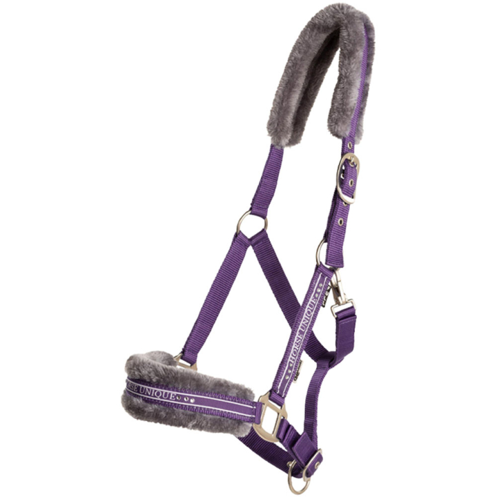 Halfter mit Fleece Lila/Grau in der Gruppe Pferdezubehör & Pferdebedarf / Halfter / Stoff- & Nylonhalfter bei Equinest (243652PUGR_r)