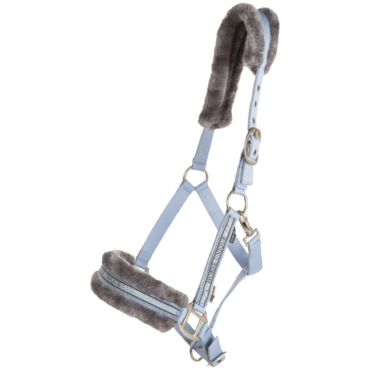 Halfter mit Fleece Hellblau/Grau in der Gruppe Pferdezubehör & Pferdebedarf / Halfter / Stoff- & Nylonhalfter bei Equinest (243730LBLGR_r)
