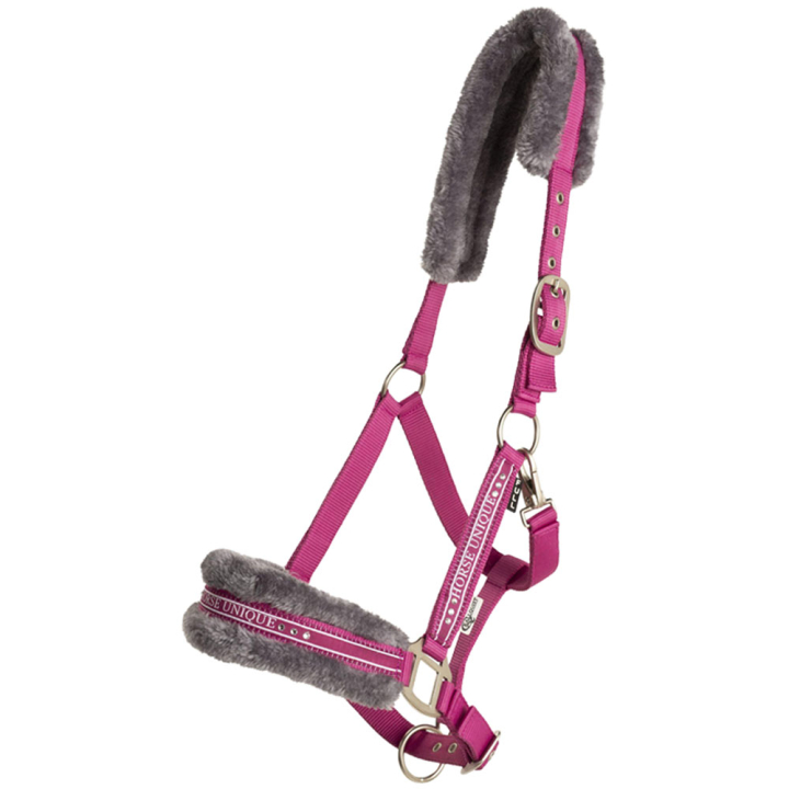 Halfter mit Fleece Rosa/Grau in der Gruppe Pferdezubehör & Pferdebedarf / Halfter / Stoff- & Nylonhalfter bei Equinest (243760PIGR_r)
