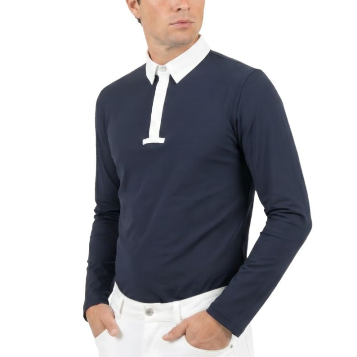 Turniershirt Herren Classic Long Sleeve Marineblau in der Gruppe Reitbekleidung / Langarm- & Kurzarm-Shirts / Turniershirts bei Equinest (320260344NA_r)