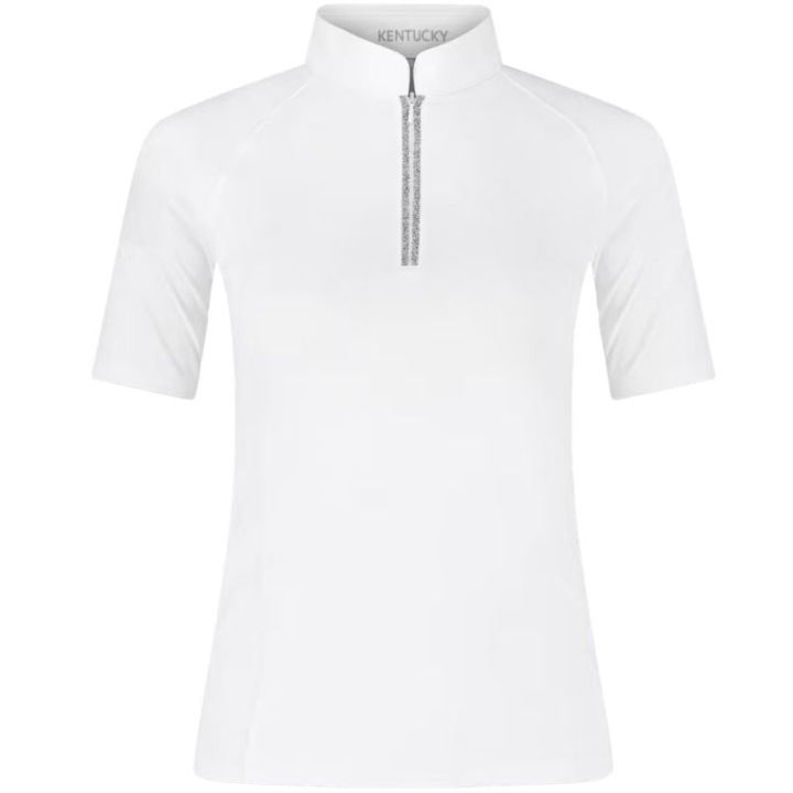 Turniershirt Classic Glitter Zipper Short Sleeve Weiß in der Gruppe Reitbekleidung / Langarm- & Kurzarm-Shirts / Turniershirts bei Equinest (320280236WH_r)