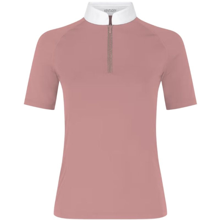 Turniershirt Classic Glitter Zipper Short Sleeve Altrosa in der Gruppe Reitbekleidung / Langarm- & Kurzarm-Shirts / Turniershirts bei Equinest (320281036OPI_r)