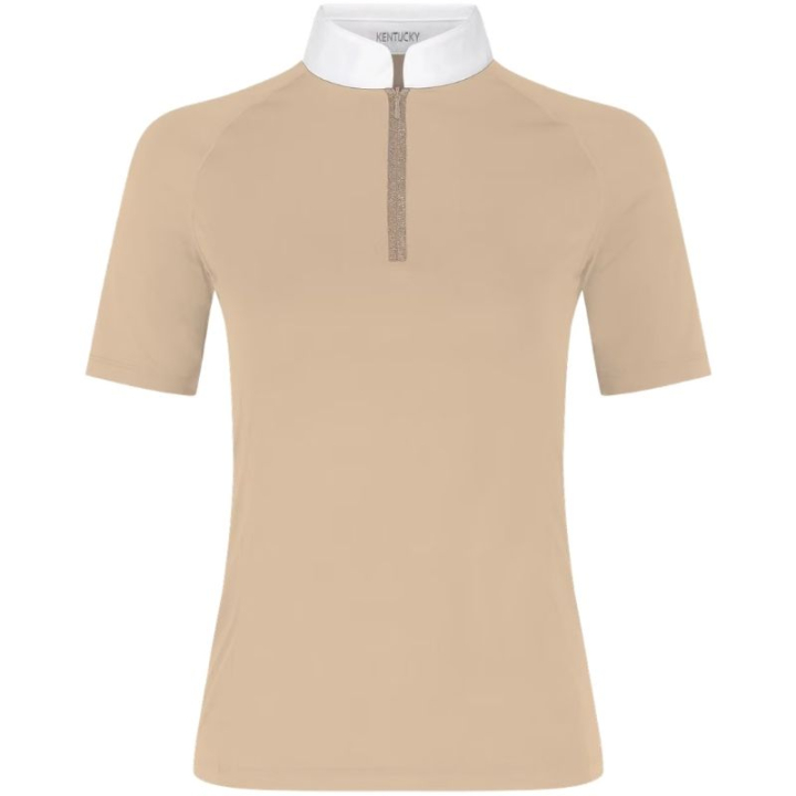 Turniershirt Classic Glitter Zipper Short Sleeve Beige in der Gruppe Reitbekleidung / Langarm- & Kurzarm-Shirts / Turniershirts bei Equinest (320283236BE_r)