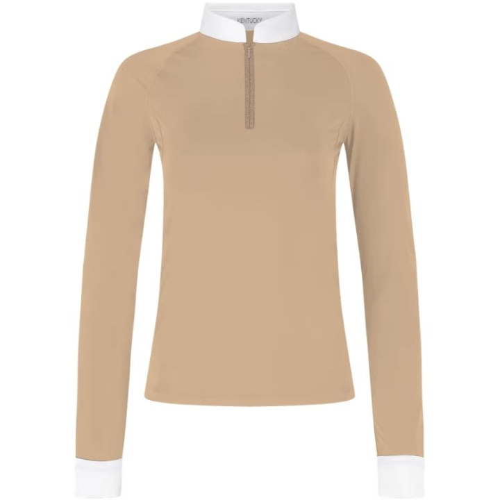 Turniershirt Classic Glitter Zipper Long Sleeve Beige in der Gruppe Reitbekleidung / Langarm- & Kurzarm-Shirts / Turniershirts bei Equinest (320313236BE_r)