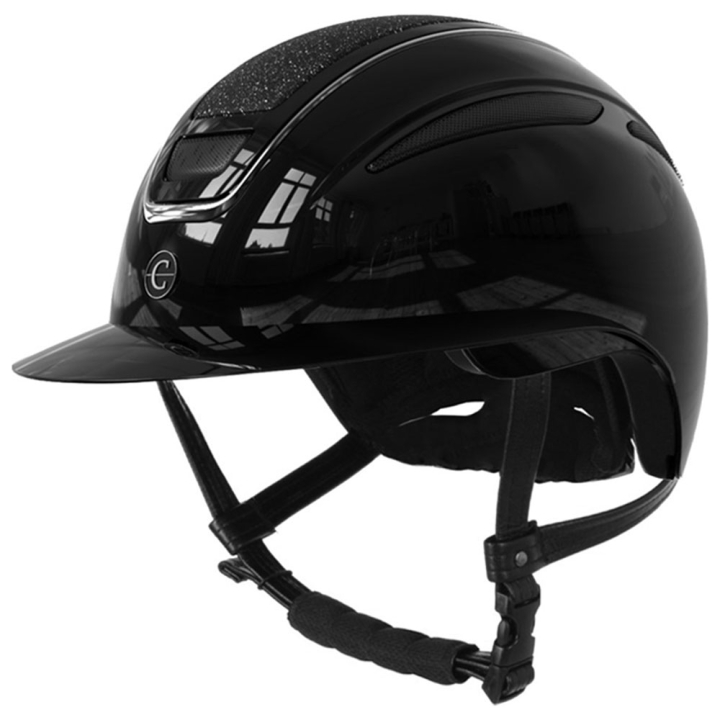 Reithelm Elite Polo Glossy Schwarz in der Gruppe Reitausrüstung / Reithelme / Sonnenblende bei Equinest (3230548BA_r)