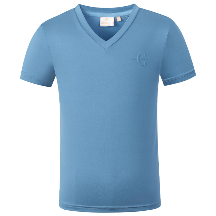 T-Shirt Kind/Junior V-Neck Blau in der Gruppe Reitbekleidung / Langarm- & Kurzarm-Shirts / T-Shirts bei Equinest (3231752BL_r)