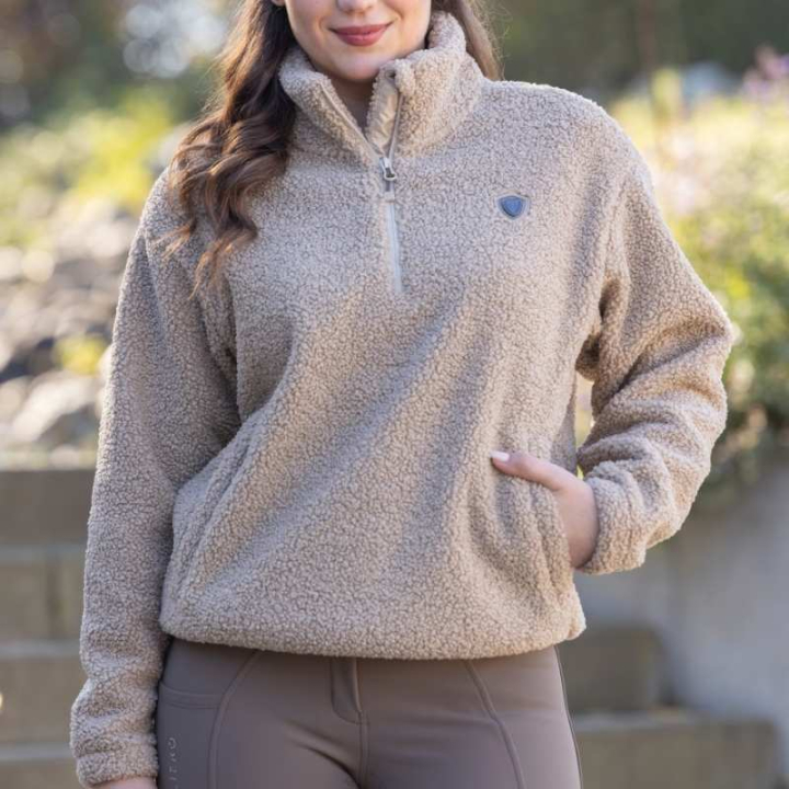 Teddyfleece 1/4 Zip Beige in der Gruppe Reitbekleidung / Pullover & Fleecejacken bei Equinest (3232776BE_r)