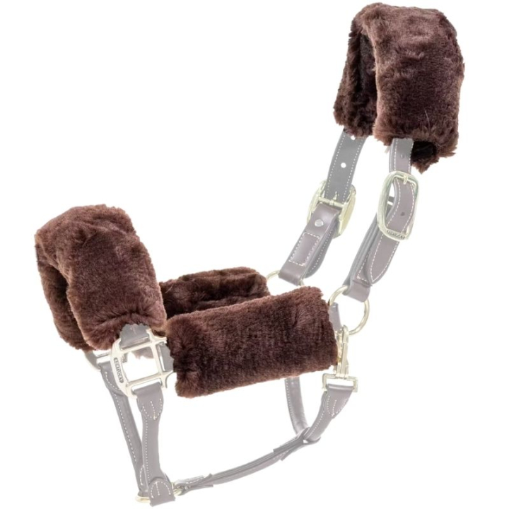 Lammfell-Set für Halfter Braun in der Gruppe Pferdezubehör & Pferdebedarf / Zaumzeug & Stirnriemen / Kopf- und Nasenpolsterung bei Equinest (42603BR)