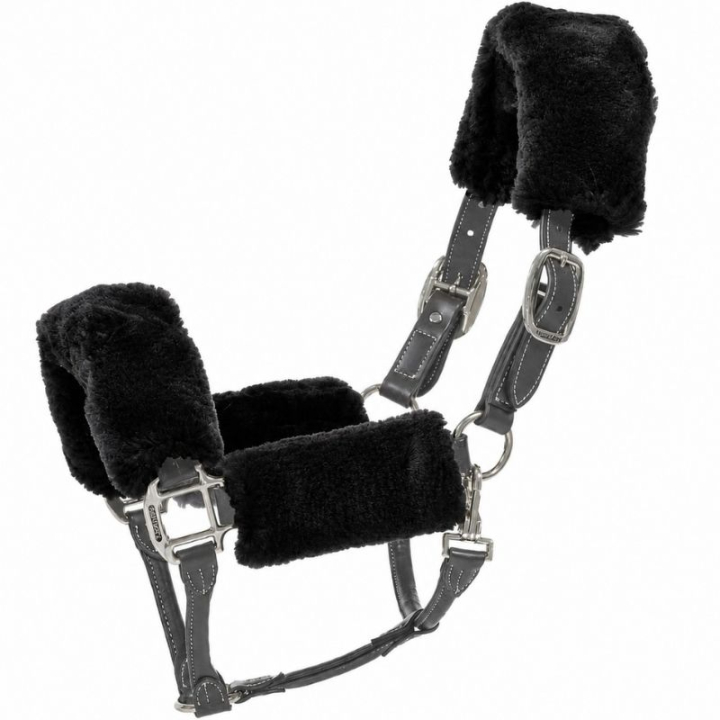 Lammfell-Set für Halfter Schwarz in der Gruppe Pferdezubehör & Pferdebedarf / Zaumzeug & Stirnriemen / Kopf- und Nasenpolsterung bei Equinest (42603SV)