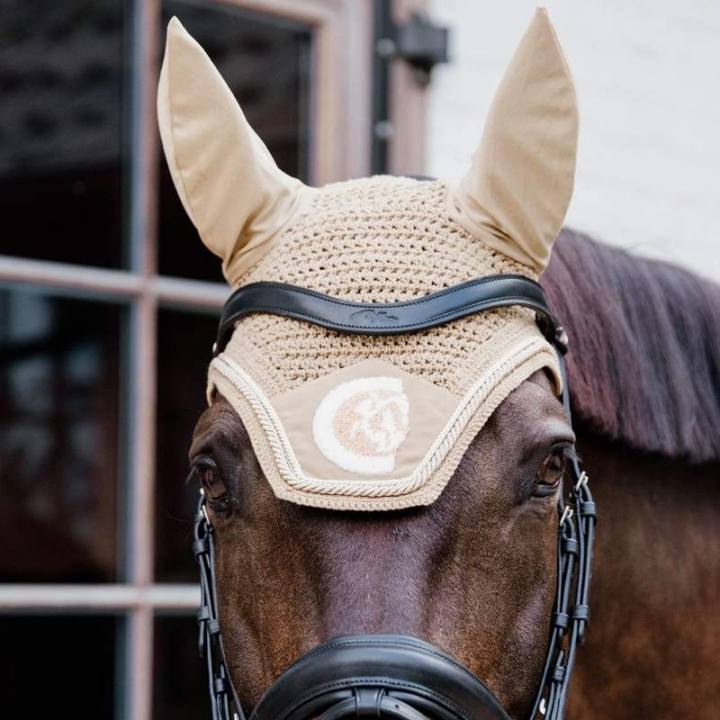 Haube Wellington 3D Logo Rope Beige in der Gruppe Pferdezubehör & Pferdebedarf / Fliegenhauben bei Equinest (4266932FBE_r)