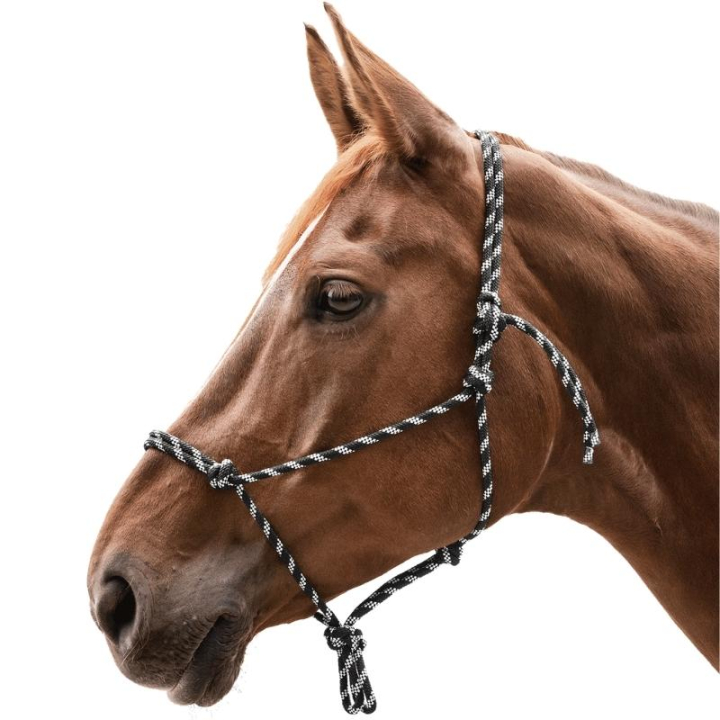 Knotenhalfter Knotted Schwarz/Weiß in der Gruppe Pferdezubehör & Pferdebedarf / Halfter / Knotenhalfter bei Equinest (50411012BAWH_r)
