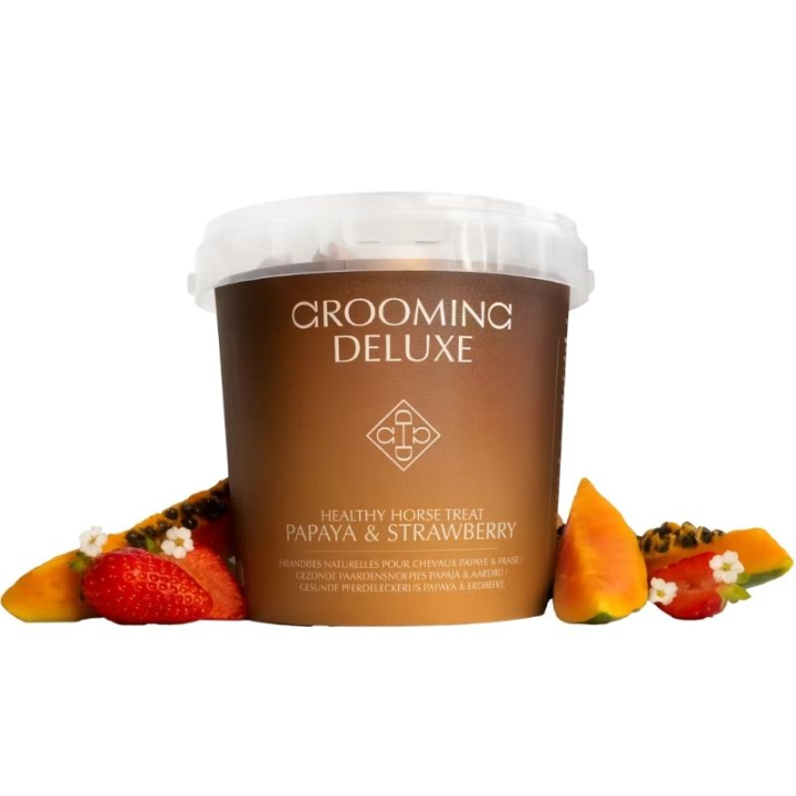 Pferdeleckerlis Healthy Horse Treats Papaya & Strawberry 500g in der Gruppe Pflegeprodukte / Pferdeleckerlies bei Equinest (52007PAP-500)