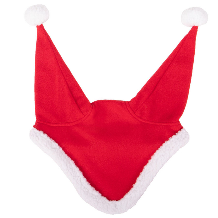 Fliegenhaube Weihnachten Weihnachtsmann Rot/Weiß in der Gruppe Pferdezubehör & Pferdebedarf / Fliegenhauben bei Equinest (5381REWH)