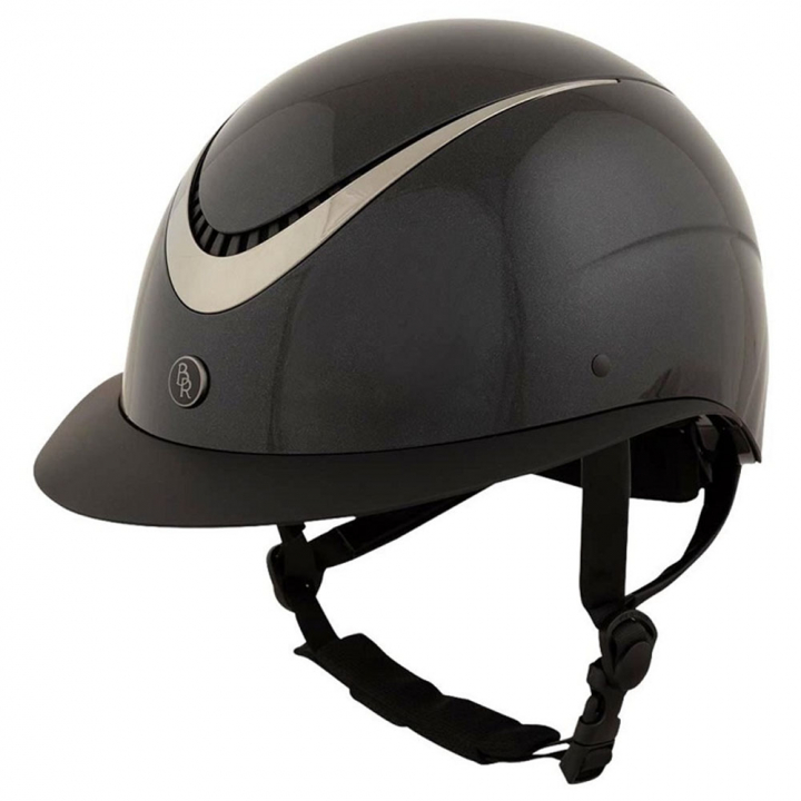 Reithelm Theta Plus Glänzend Schwarz/Gunmetal in der Gruppe Reitausrüstung / Reithelme / Sonnenblende bei Equinest (541042BA)