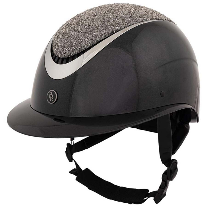 Reithelm Theta Glamourös Glänzend Schwarz/Gunmetal in der Gruppe Reitausrüstung / Reithelme / Sonnenblende bei Equinest (541047BA)