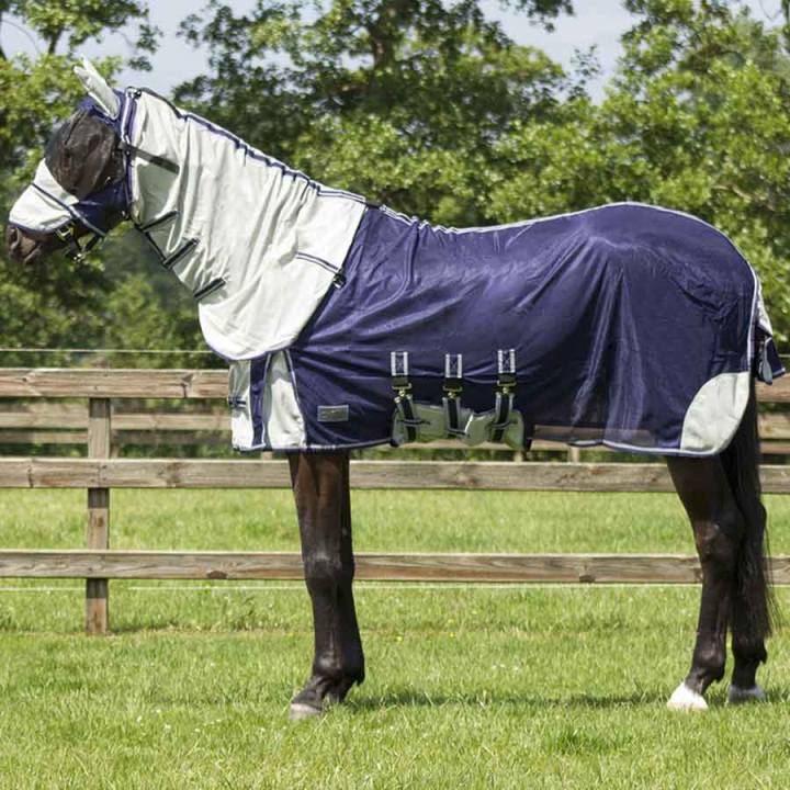 Fliegendecke mit abnehmbarem Hals und Haube Blau in der Gruppe Fliegenschutz / Fliegendecken bei Equinest (6013BL125BL_r)