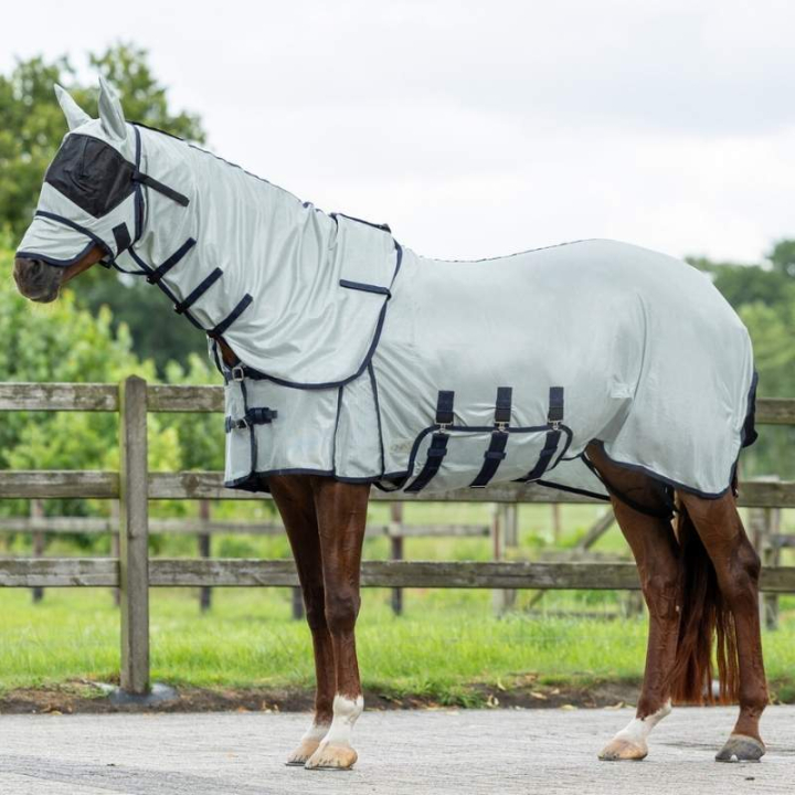 Fliegendecke mit abnehmbarem Hals und Haube Grau in der Gruppe Fliegenschutz / Fliegendecken bei Equinest (6013GS125GR_r)