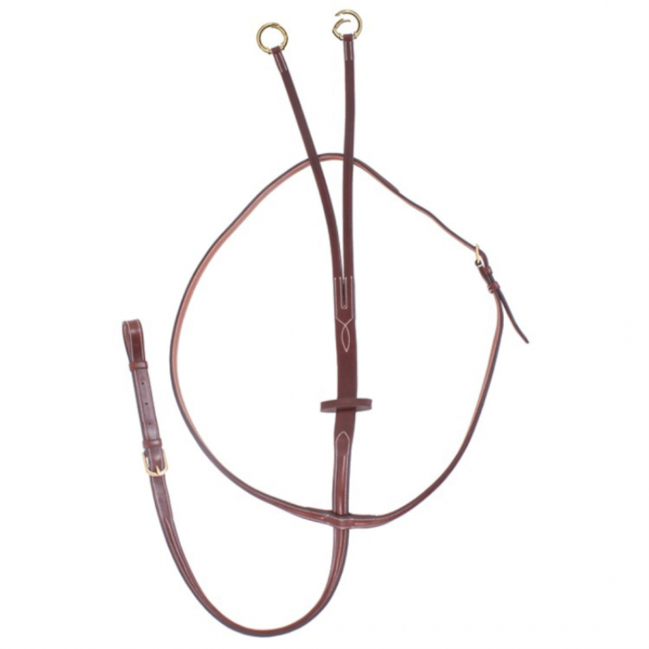 Martingal mit E-Logo und Öffnungsringen Braun/Messing in der Gruppe Pferdezubehör & Pferdebedarf / Martingal & Vorderzeug / Martingal bei Equinest (610002000202BR)