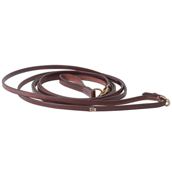 Schlaufzügel E-Logga Leder Braun/Messing in der Gruppe Pferdezubehör & Pferdebedarf / Zügel / Hilfszügel & Ausbinderzügel bei Equinest (610003000203BR)