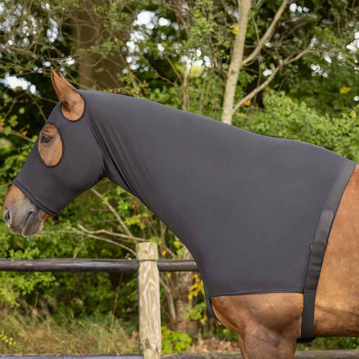 Schulterschutz mit Hals und Kapuze Schwarz in der Gruppe Pferdedecken / Pferdedecken-Zubehör / Brustschutz & Schulterschutz bei Equinest (6224BA)