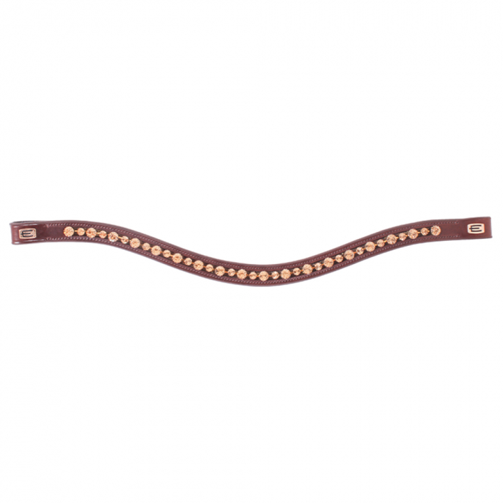 Stirnriemen E-Logo Goldkristalle Braun/Messing in der Gruppe Pferdezubehör & Pferdebedarf / Zaumzeug & Stirnriemen / Stirnriemen bei Equinest (623001100203BR)