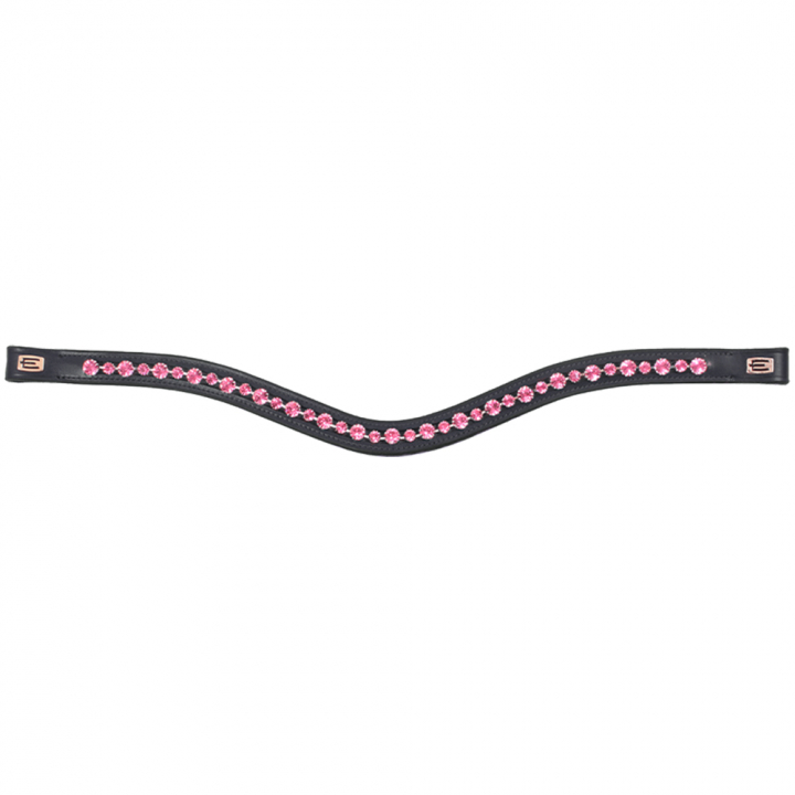 Stirnband E-Logo & Rosa/Rosa Kristalle Schwarz/Messing in der Gruppe Pferdezubehör & Pferdebedarf / Zaumzeug & Stirnriemen / Stirnriemen bei Equinest (6230019BAGO)