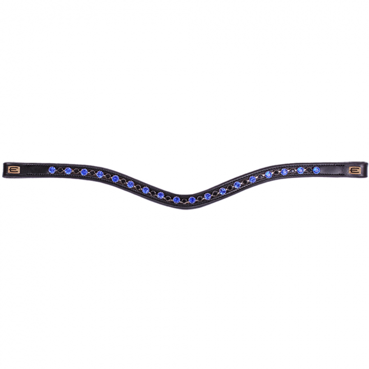 Stirnband E-Logo & Blau/Schwarz Kristalle Schwarz/Messing in der Gruppe Pferdezubehör & Pferdebedarf / Zaumzeug & Stirnriemen / Stirnriemen bei Equinest (6230032BAGO)