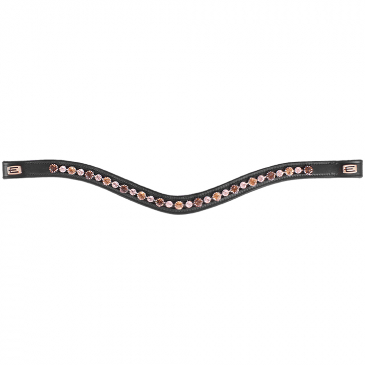 Stirnband E-Logo & Cappuccino/Topaz Kristalle Schwarz/Messing in der Gruppe Pferdezubehör & Pferdebedarf / Zaumzeug & Stirnriemen / Stirnriemen bei Equinest (62300350BAGO)