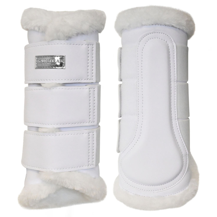 Gamaschen ES Faux Fur White Silver in der Gruppe Pferdezubehör & Pferdebedarf / Beinschutz & Hufschutz / Arbeitsgamaschen & Dressurgamaschen bei Equinest (734020641827WHSI_r)
