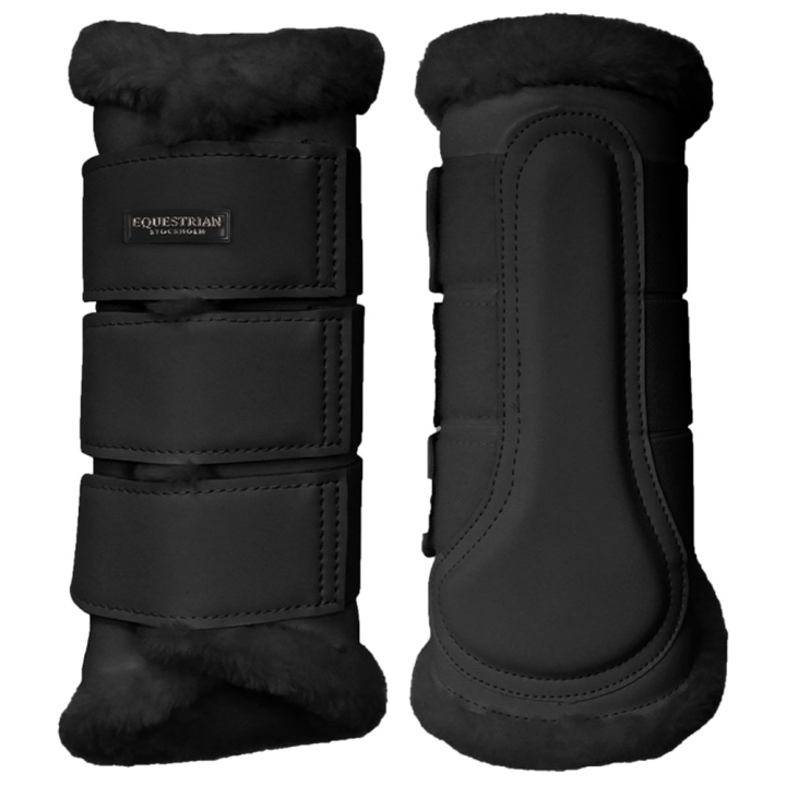 Gamaschen ES Faux Fur Black in der Gruppe Pferdezubehör & Pferdebedarf / Beinschutz & Hufschutz  / Arbeitsgamaschen & Dressurgamaschen bei Equinest (734020642198BA_r)