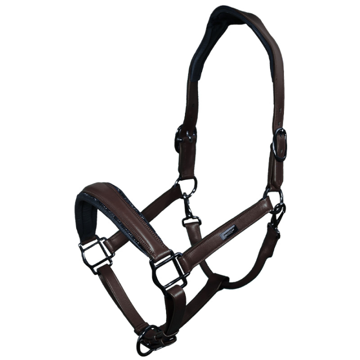 Anatomisches Lederhalfter ES Glimmer All Brown in der Gruppe Pferdezubehör & Pferdebedarf / Halfter / Lederhalfter bei Equinest (734020642386BR_r)