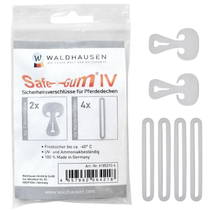 Safe-Gum Verbinder für T-Verschlüsse & Karabiner 6-pack Grau in der Gruppe Pferdedecken / Pferdedecken-Zubehör bei Equinest (81853106GR)