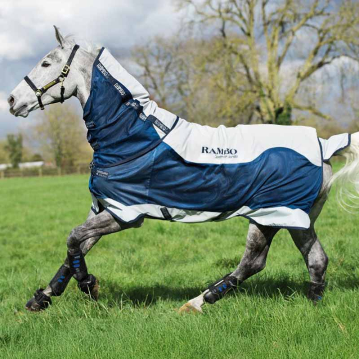 Regen- & Fliegendecke Rambo Summer Series V-Front Marineblau/Grau in der Gruppe Fliegenschutz / Fliegendecken bei Equinest (AAAA6SBJ0_r)