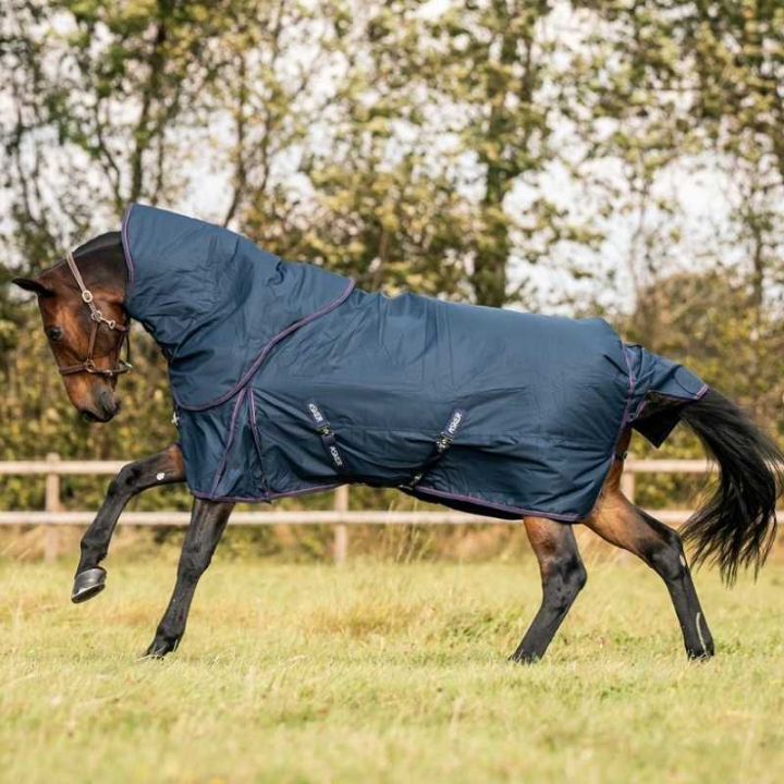Winterdecke mit Halsteil Turnout 200g 600D Marineblau in der Gruppe Pferdedecken / Outdoordecken / Winterdecken bei Equinest (AS00541785NA_r)
