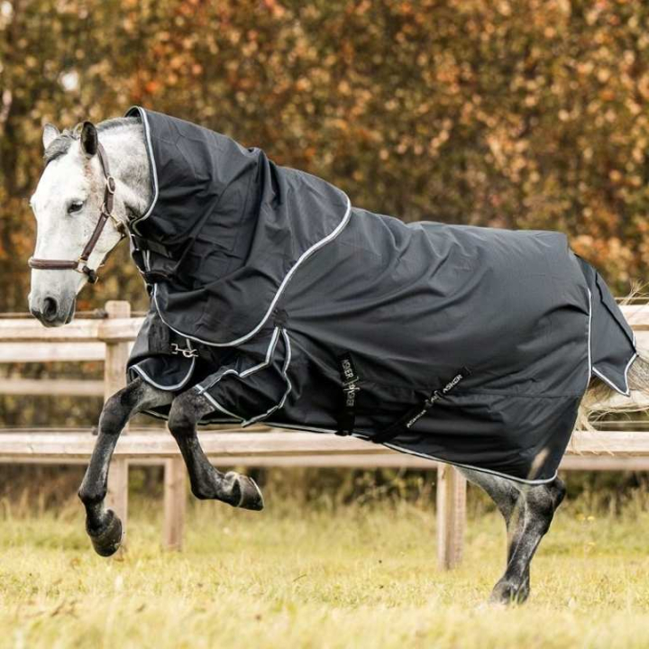 Regendecke mit Halsteil Turnout Plus 0g 1200D Schwarz in der Gruppe Pferdedecken / Outdoordecken / Regendecken bei Equinest (AS005601115BA_r)