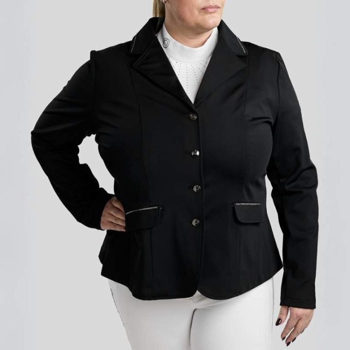 Turnierjacket MoFlair Softshell Gun Metal Crystals Curve Schwarz in der Gruppe Reitbekleidung / Turnierjackets bei Equinest (CCOMB2680448BA_r)
