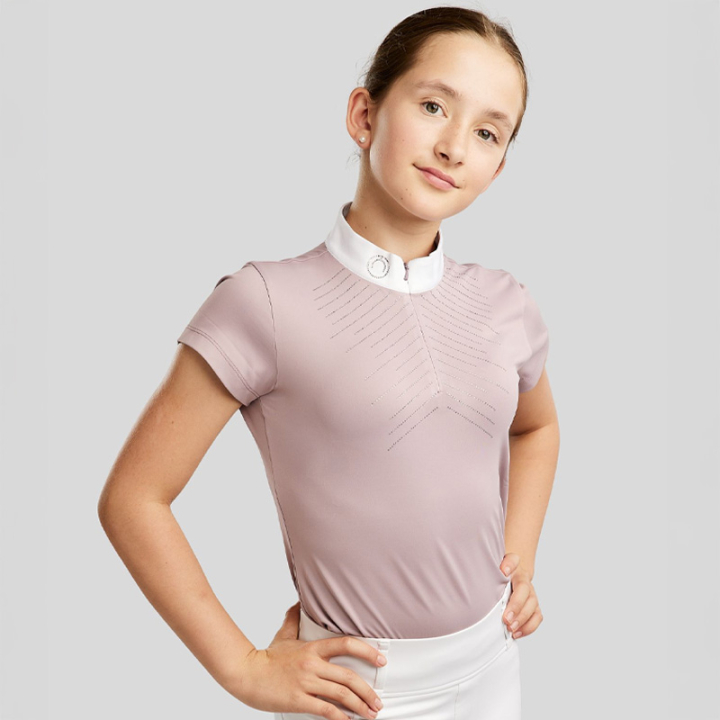 Wettkampftop Kinder/Junior MoSparkle Champagne Crystals Blush in der Gruppe Reitbekleidung / Langarm- & Kurzarm-Shirts / Turniershirts bei Equinest (CT4630371PI_r)