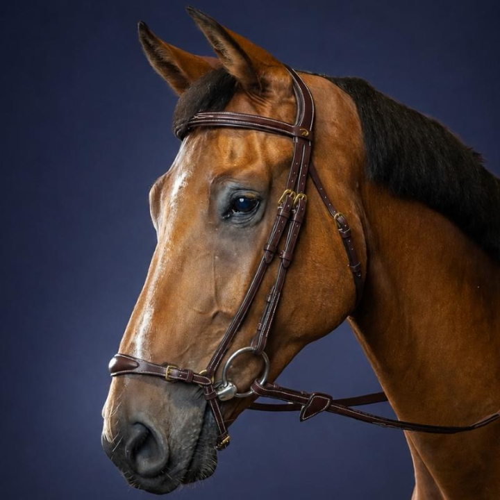 Hannoversche Trense Dyon Collection Braun in der Gruppe Pferdezubehör & Pferdebedarf / Zaumzeug & Stirnriemen / Kandarenzaum & Dressurtrensen bei Equinest (DYAAAEBRCBR_r)