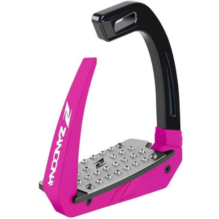 Sicherheitssteigbügel Omnia Schwarz/Fuchsia in der Gruppe Pferdezubehör & Pferdebedarf / Steigbügel bei Equinest (EOSSBKUNFUBAPI)