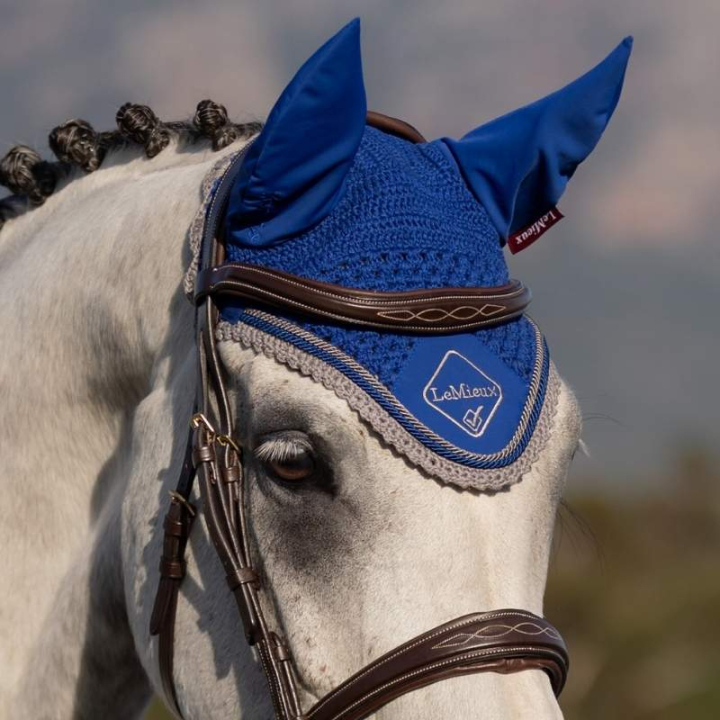 Haube Classic Blau/Grau in der Gruppe Pferdezubehör & Pferdebedarf / Fliegenhauben bei Equinest (IT00755004LBLGR_r)