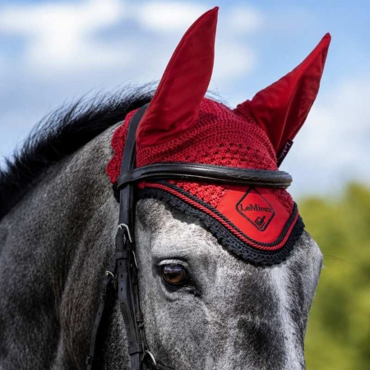 Haube Classic Rot/Schwarz in der Gruppe Pferdezubehör & Pferdebedarf / Fliegenhauben bei Equinest (IT00757004BARE_r)