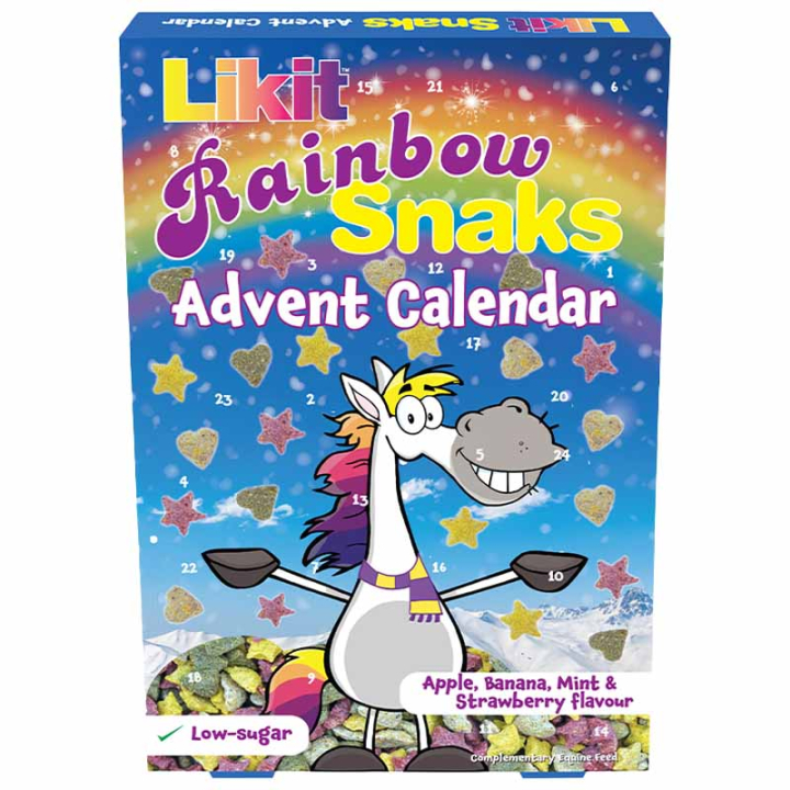Adventskalender Pferdeleckerlis Rainbow Snaks 200g in der Gruppe Pflegeprodukte / Pferdeleckerlies bei Equinest (LIKITADST-200)