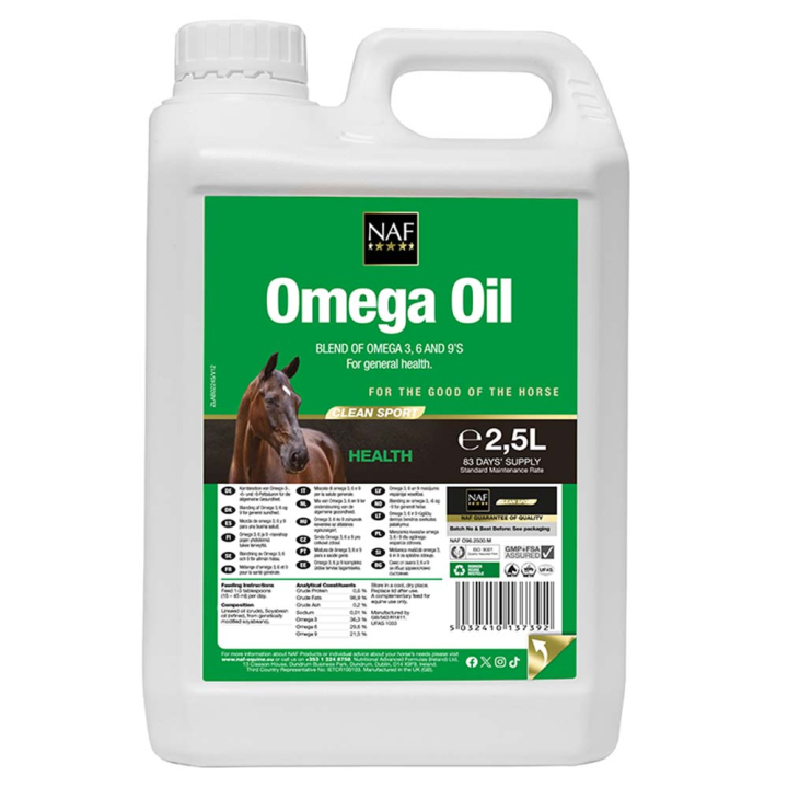 Omega Oil 2.5L in der Gruppe Zusatzfutter & Ergänzungsfuttermittel / Zusatzfutter für Pferde / Haut & Pelz bei Equinest (NAF962)