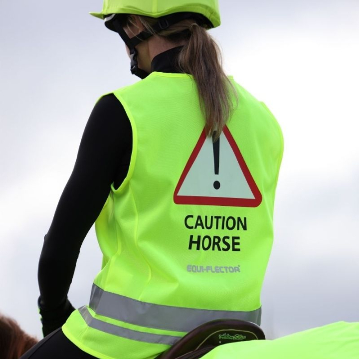 Reflektierende Weste Caution Horse Gelb in der Gruppe Reitausrüstung / Reflexartikel bei Equinest (SH1057942XSYE_r)